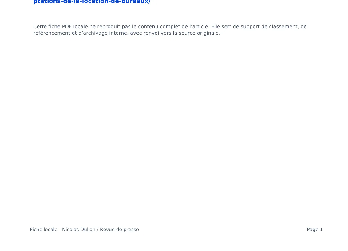 Adaptations de la location de bureaux — lecture locale 2