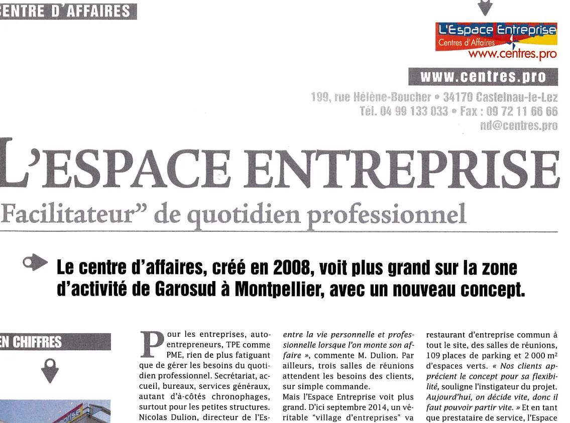 L’Espace Entreprise, facilitateur de quotidien professionnel — lecture locale 1