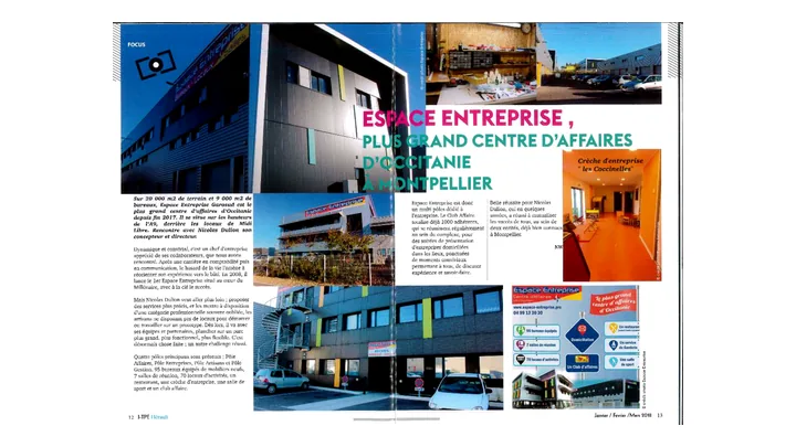 Espace Entreprise, plus grand centre d’affaires d’Occitanie à Montpellier I-TPE Hérault • janvier 2018 - Espace Entreprise, plus grand centre d’affaires d’Occitanie à Montpellier - Focus sur Espace Entreprise Garosud, son développement, ses services mutualisés, ses bureaux, son coworking et sa dynamique entrepreneuriale.