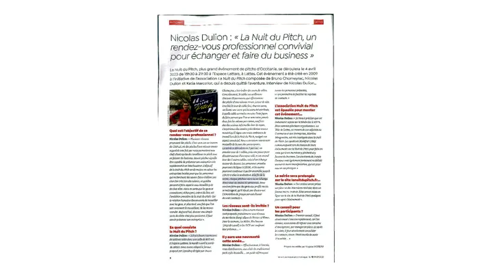 La Nuit du Pitch, un rendez-vous professionnel convivial Hérault Juridique & Économique • 16 février 2023 - La Nuit du Pitch, un rendez-vous professionnel convivial - Interview de Nicolas Dulion autour de La Nuit du Pitch, de son format de rencontres professionnelles et de la dynamique business à Lattes.